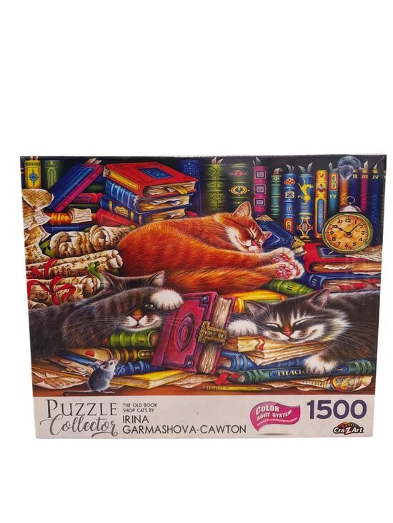 Cra-Z-Art Other - Puzzle Collector 1500 Piece Puzzle The Old Book Shop Cats 10 yrs+ 23”x33” New
